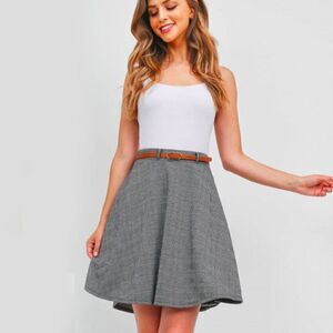 *Clearance* Ladies Checkered Pattern Print Skirt